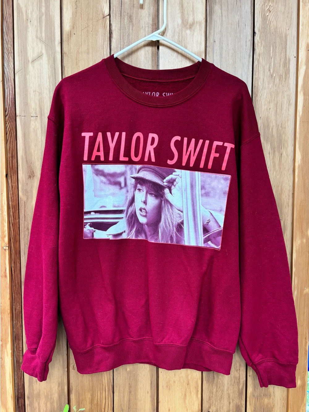 Official Taylor Swift RED Era Maroon Photo Crewneck Sweatshirt - Size Medium
